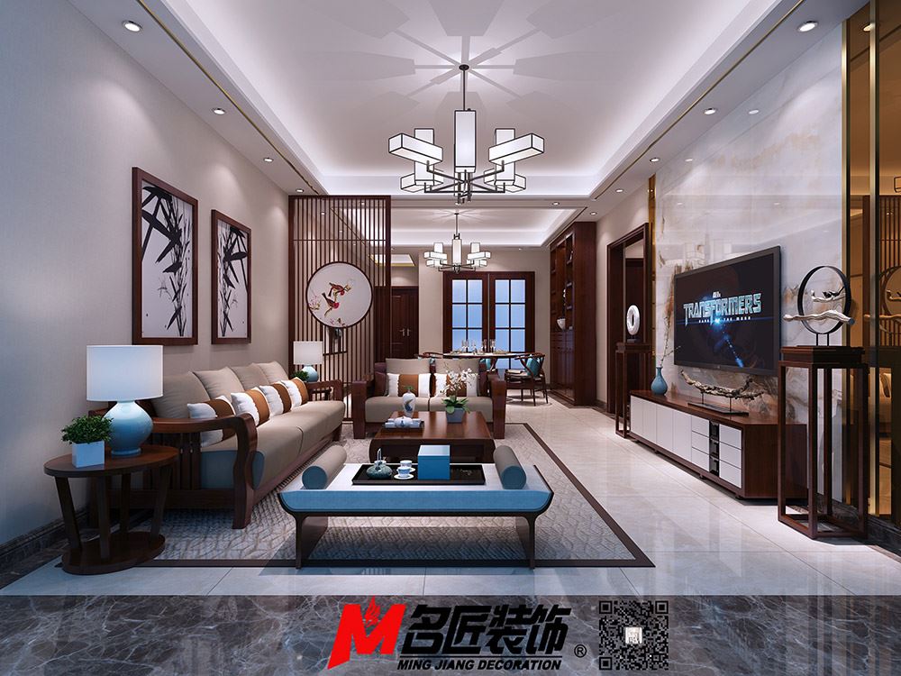 新中式风格室内装修效果图-东江湾四居250平米